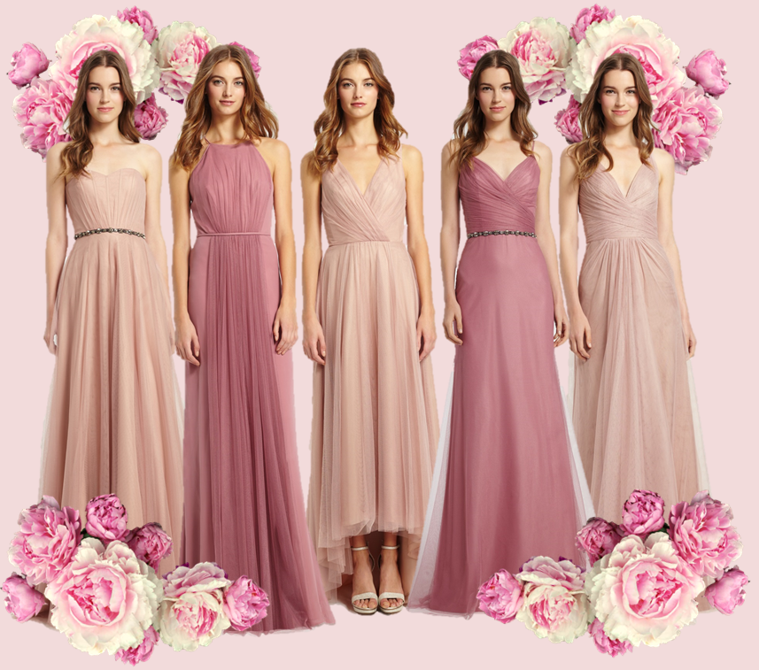 wedding gown and bridesmaid dresses