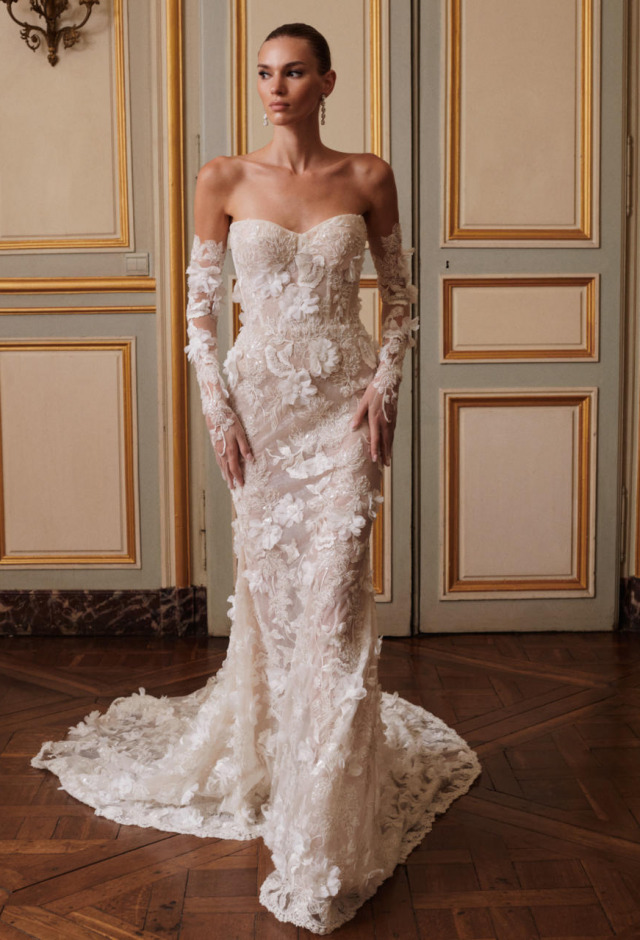 Chantilly Lace Mermaid Olivia Wedding Dress with Cape